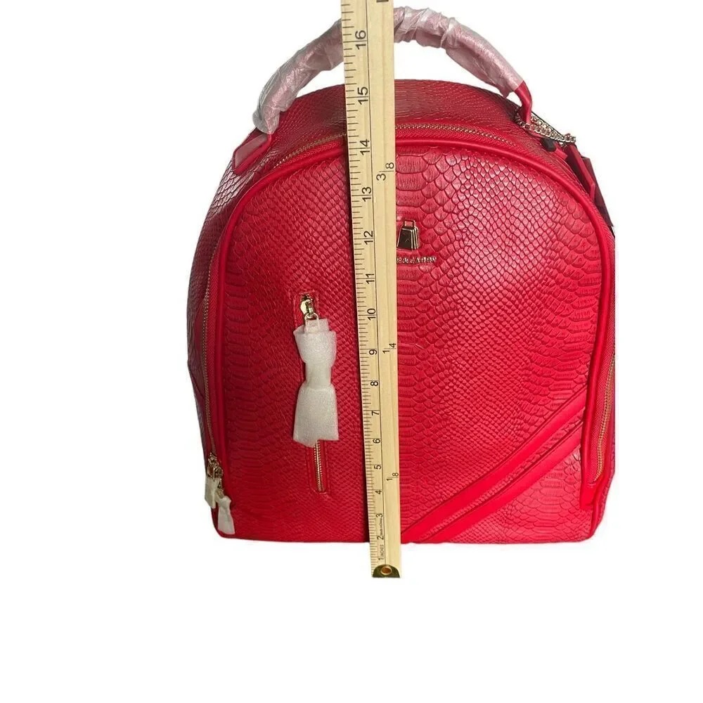 NWT Tote & Carry Red Faux Snake Skin Bag